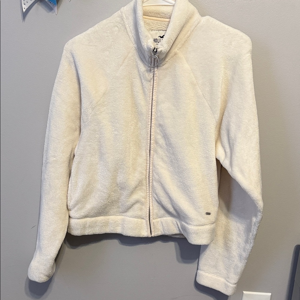 Hollister Cream Zip-Up Hoodie